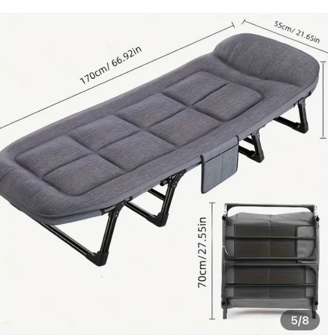 Sillon plegable 1.70 mts. Largo , acolchado color gris hecho de acero reforzado