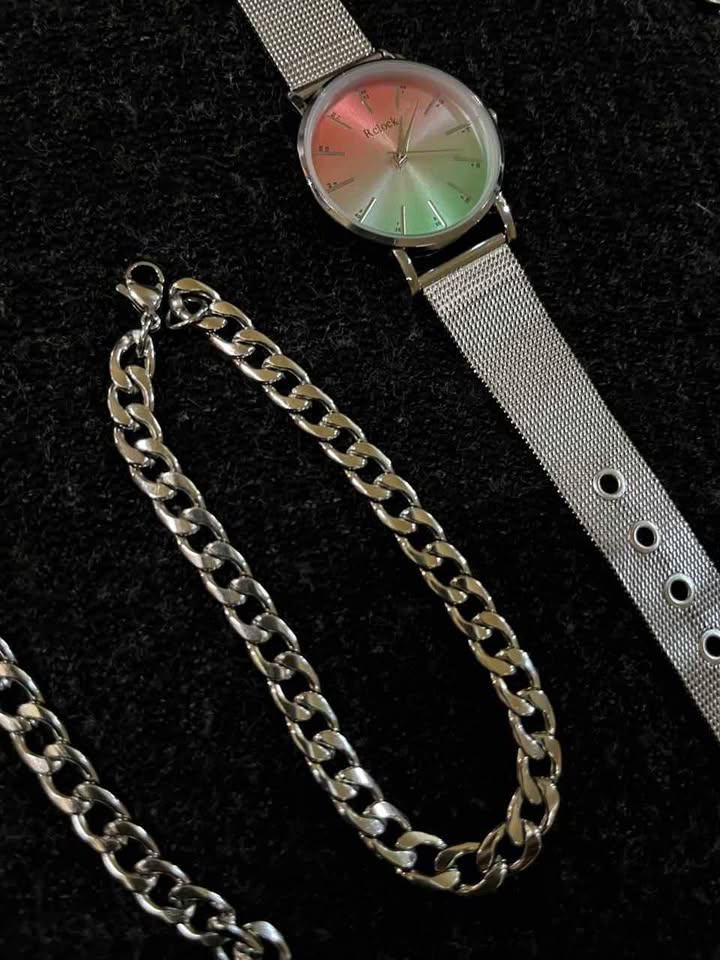 Conjunto de joyería de acero inoxidable color plateado acero inoxidable