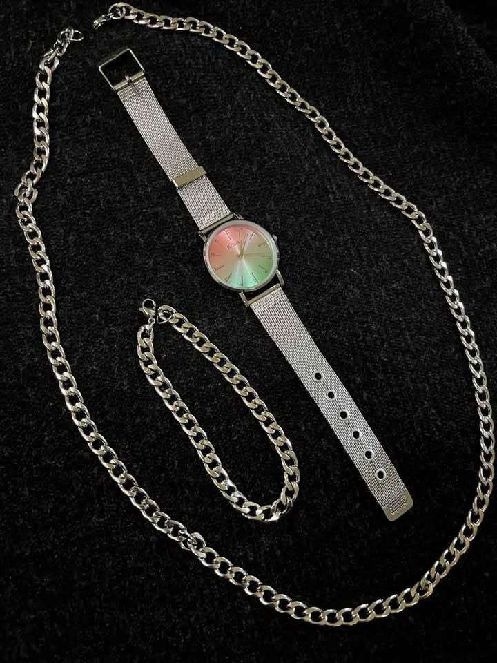 Conjunto de joyería de acero inoxidable color plateado acero inoxidable