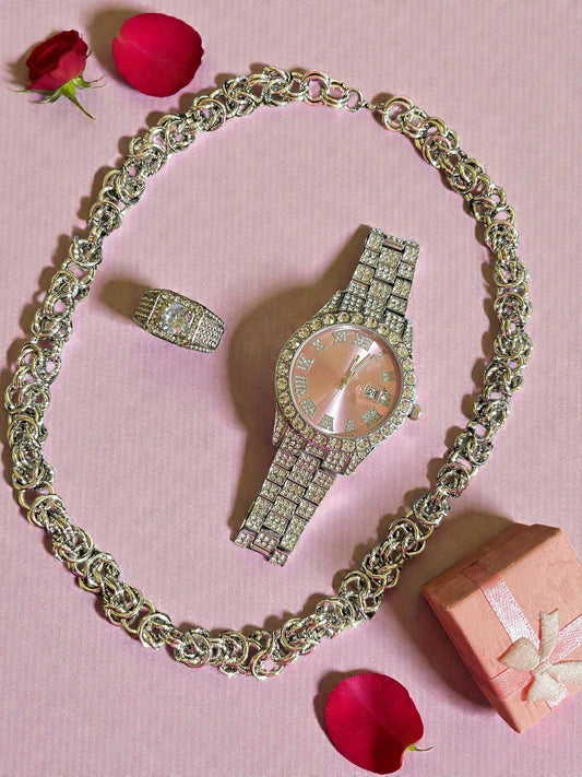 Conjunto de joyería Acero inoxidable 3 piezas reloj cadena y anillo del número 13