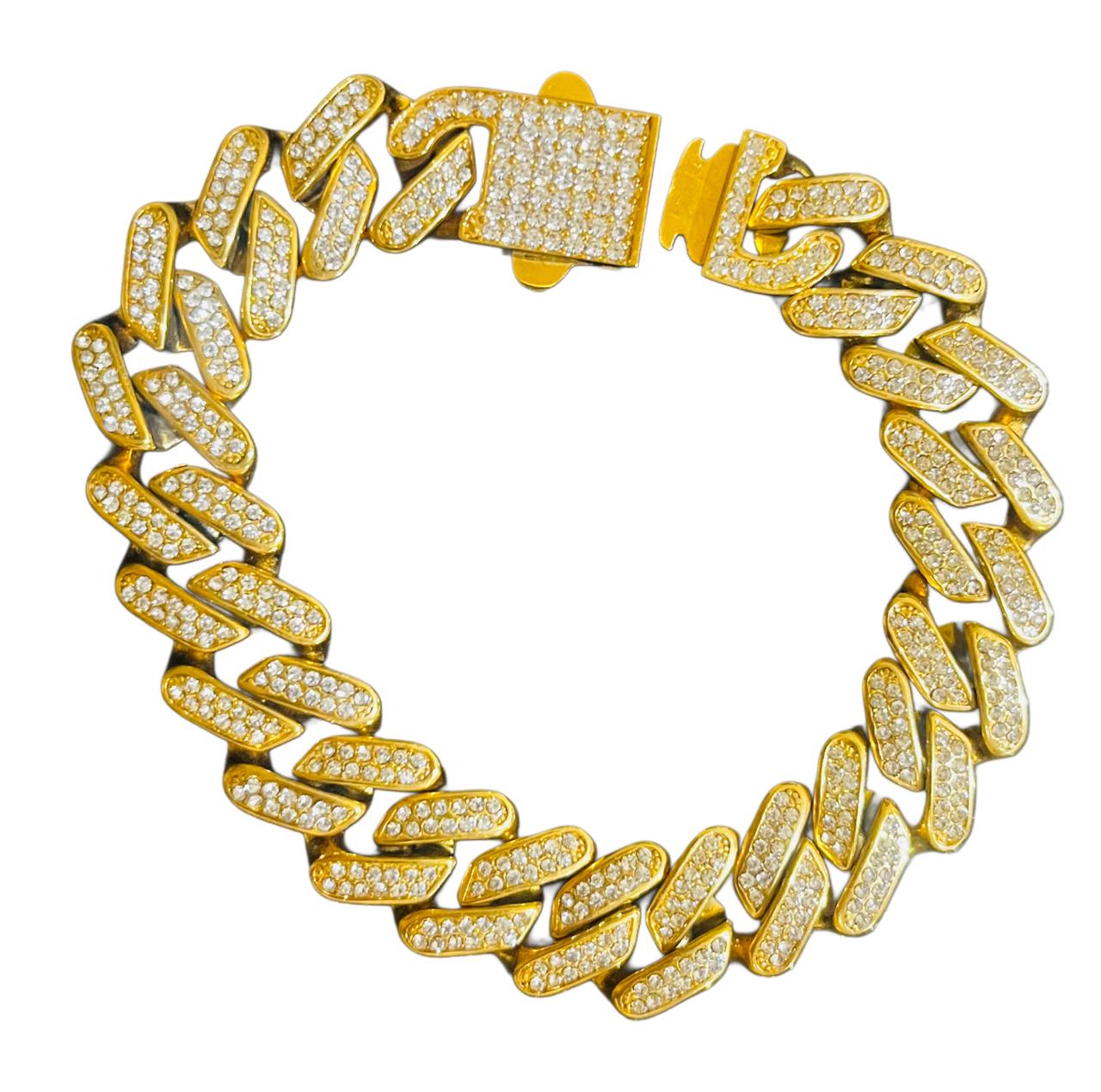 Esclava Gama Alta Acero inoxidable con chapa Oro 18 k de 15mm x 22 CM