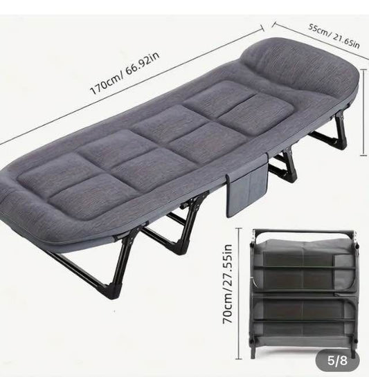 Sillon plegable 1.70 mts. Largo , acolchado color gris hecho de acero reforzado