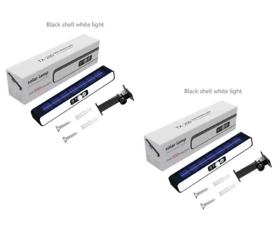 Conjunto de 2 lámparas solares emiten luz color Blanco fuerte con sensor de movimiento (2 piezas)