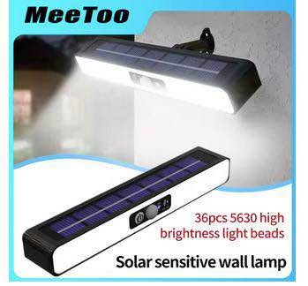 Conjunto de 2 lámparas solares emiten luz color Blanco fuerte con sensor de movimiento (2 piezas)